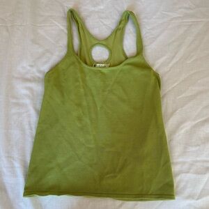 Nylon by Dex Vintage Y2K Lime Green Knit Tank Top with Keyhole Cutout Size XL